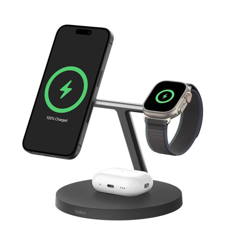 Belkin Boost Charge Pro 3-in-1 Magnetic Wireless Charging Stand with Qi2 15W - Black *Rozbalený*