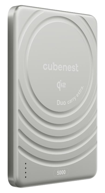 Cubenest Qi2 Magnetic Wireless SlimDual PowerBank 5000 mAh SQ1B3D - stříbrná
