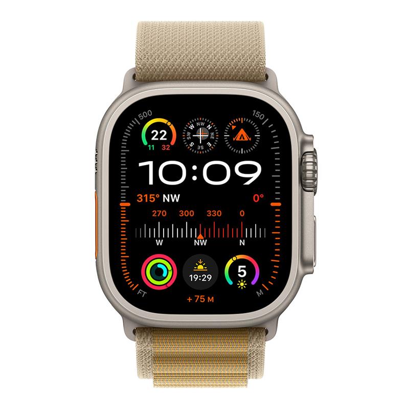 Apple Watch Ultra 2 GPS + Cellular 49mm Přírodní titan se žlutohnědým alpským tahem - Medium *Servisováno*