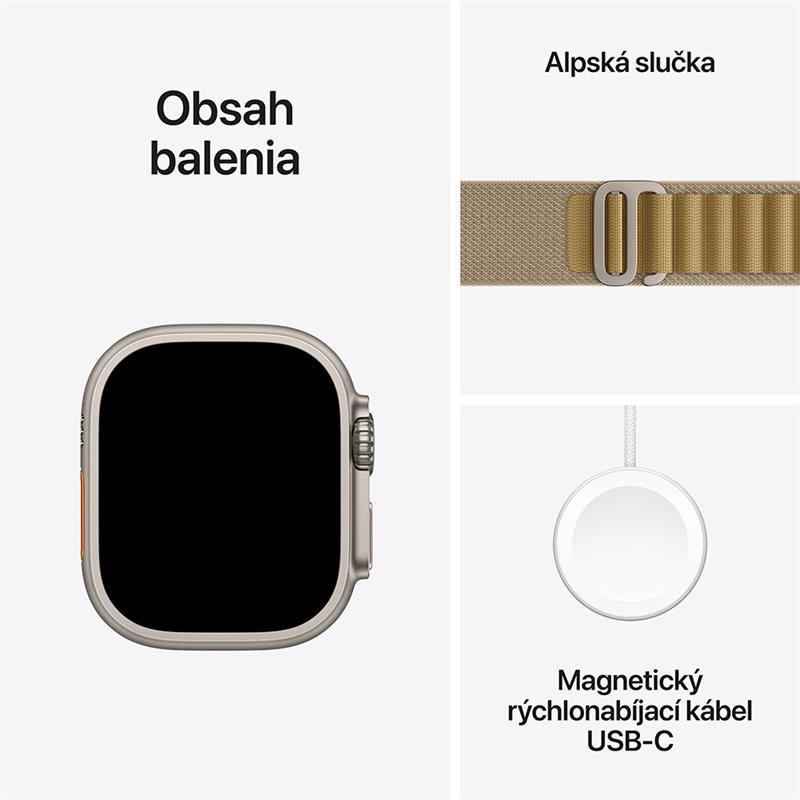 Apple Watch Ultra 2 GPS + Cellular 49mm Přírodní titan se žlutohnědým alpským tahem - Medium *Servisováno*