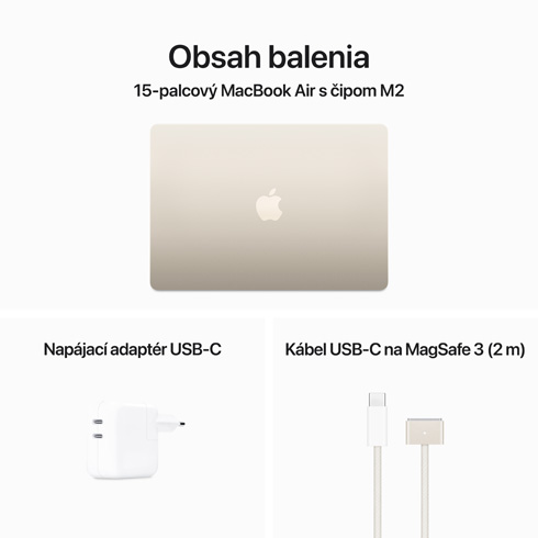 MacBook Air 15" M2 8C CPU 10C GPU 8/512 GB hviezdna biela SK *Použitý s DPH - Trieda B*