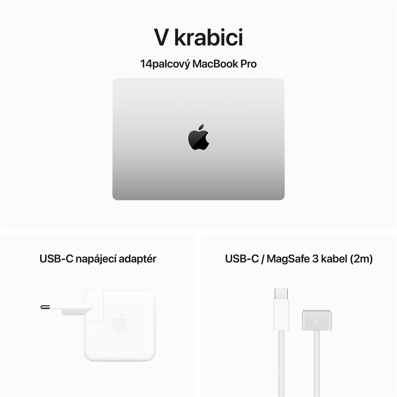MacBook Pro 14" Apple M3 8core CPU 10core GPU 8GB 1TB Stříbrný CZ *Servisováno*