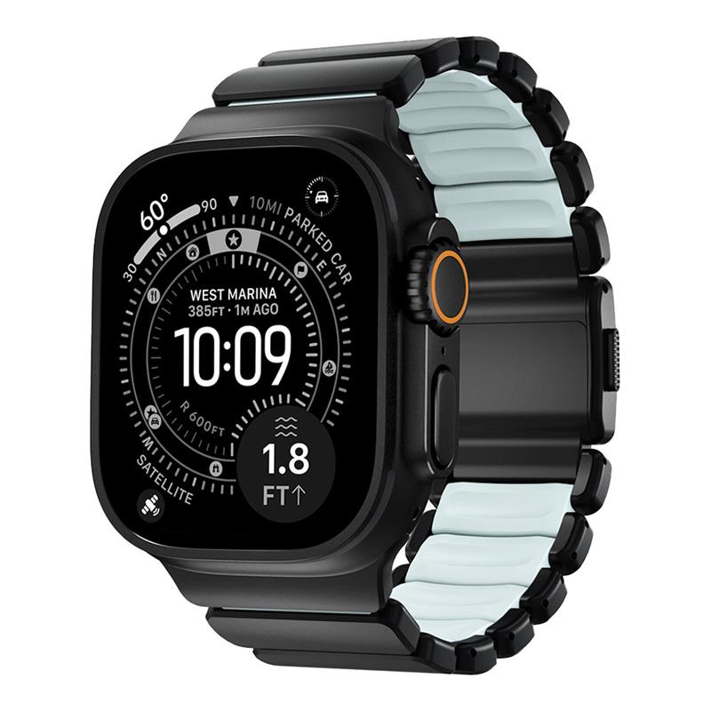 Nomad remienok Stratos pre Apple Watch 44-49mm - Ice Blue Glow/Black Hardware