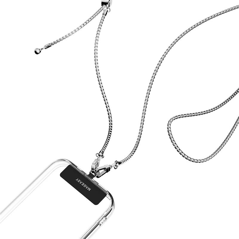 SwitchEasy šnúrka Metal Chain Strap + Strap Card, Phone Lanyard - Silver *Rozbalený*