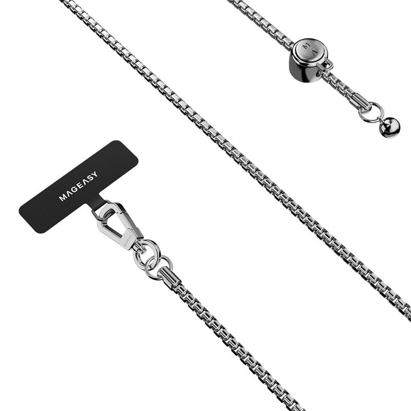 SwitchEasy šnúrka Metal Chain Strap + Strap Card, Phone Lanyard - Silver *Rozbalený*