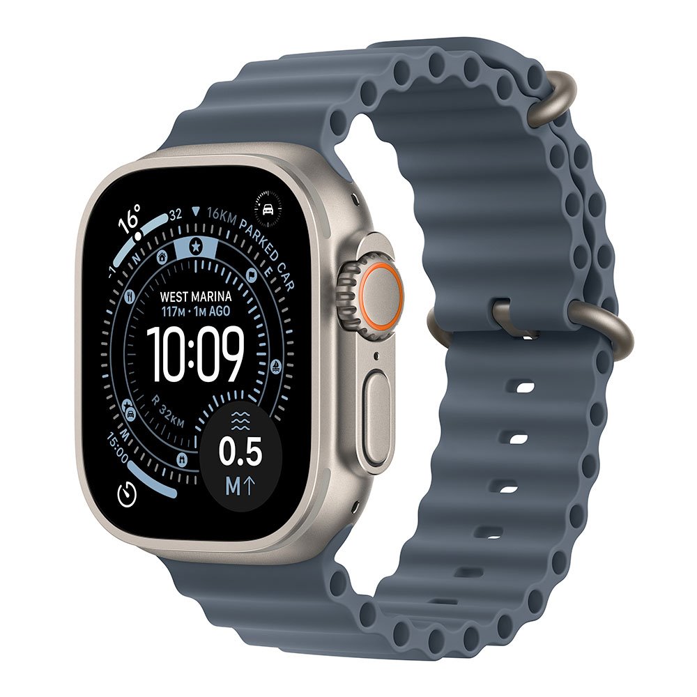 Apple Watch Ultra 3 GPS + Cellular 49mm Prírodný titán s oceľovo modrým oceánskym remienkom *Rozbalený*