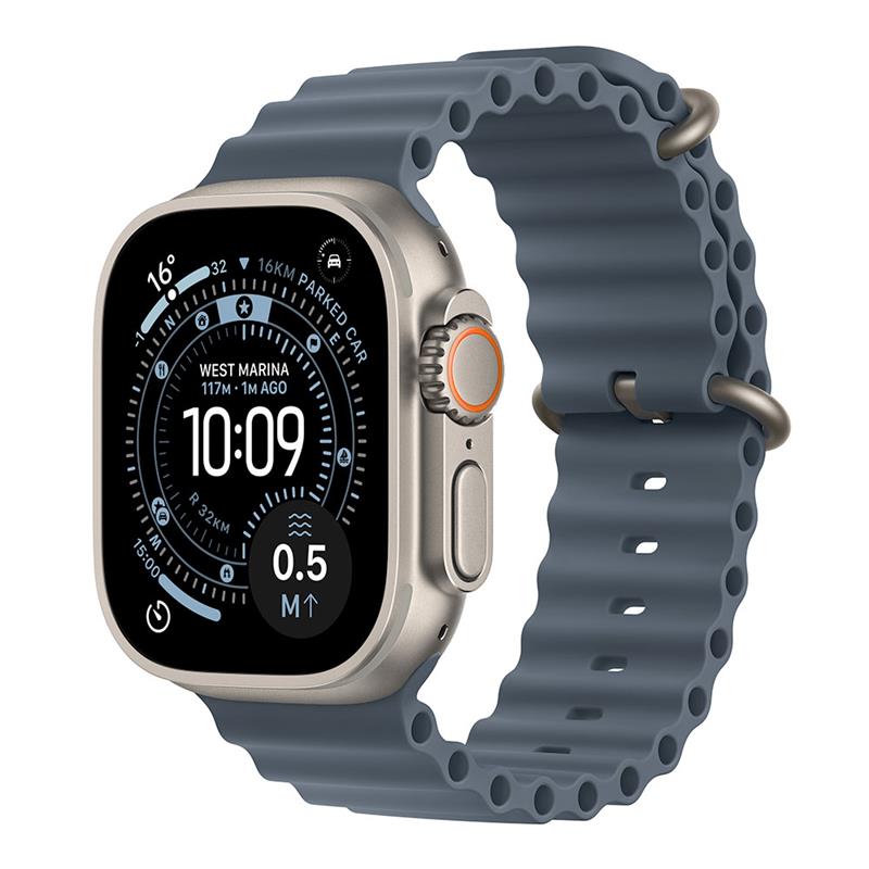 Apple Watch Ultra 3 GPS + Cellular 49mm Prírodný titán s oceľovo modrým oceánskym remienkom *Rozbalený*