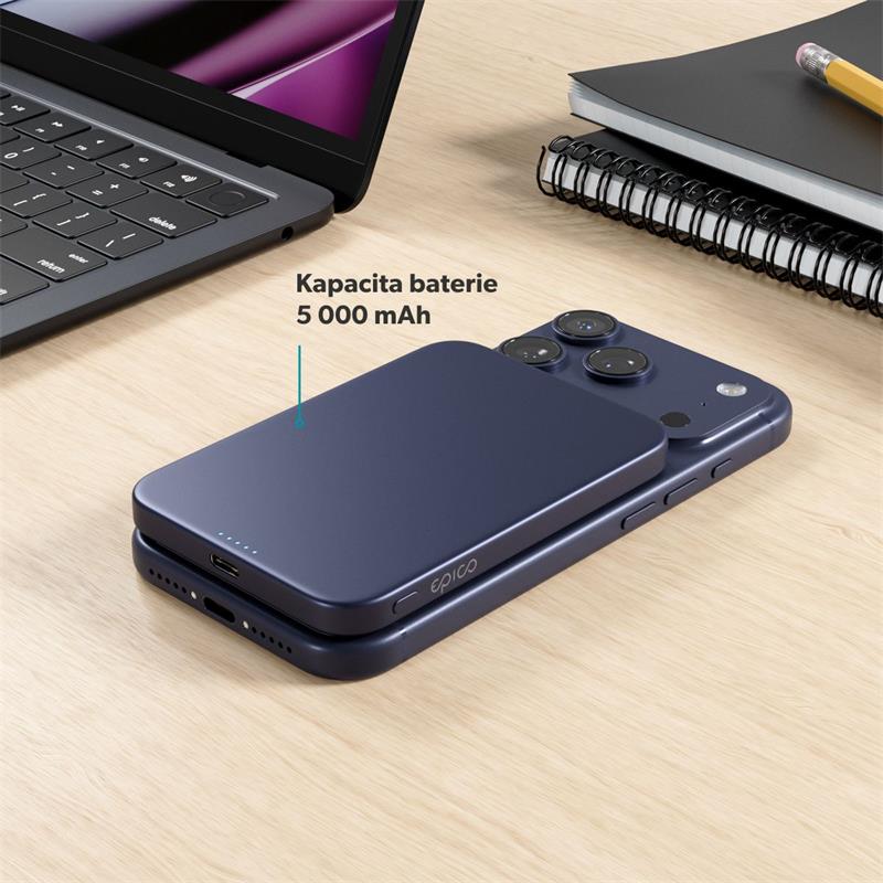 Epico UltraPack Qi2 Slim 5000mAh Alu Mag+ Wireless Power Bank EM51 - modrá