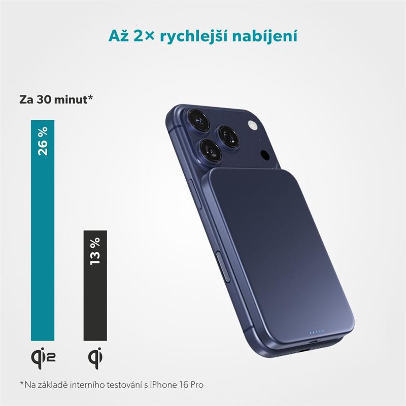 Epico UltraPack Qi2 Slim 5000mAh Alu Mag+ Wireless Power Bank EM51 - modrá