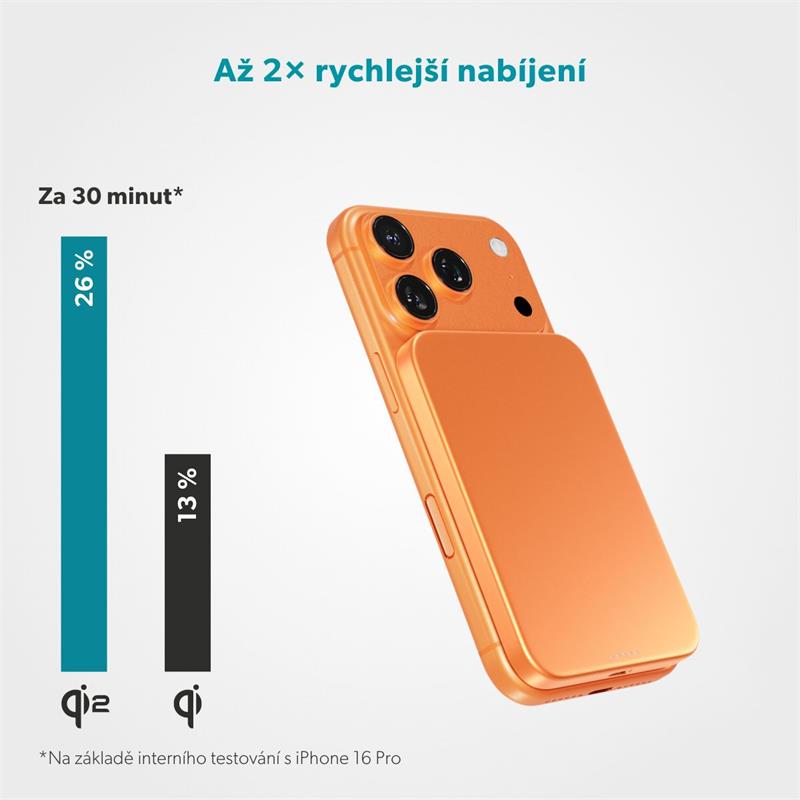Epico UltraPack Qi2 Slim 5000mAh Alu Mag+ Wireless Power Bank EM51 - oranžová