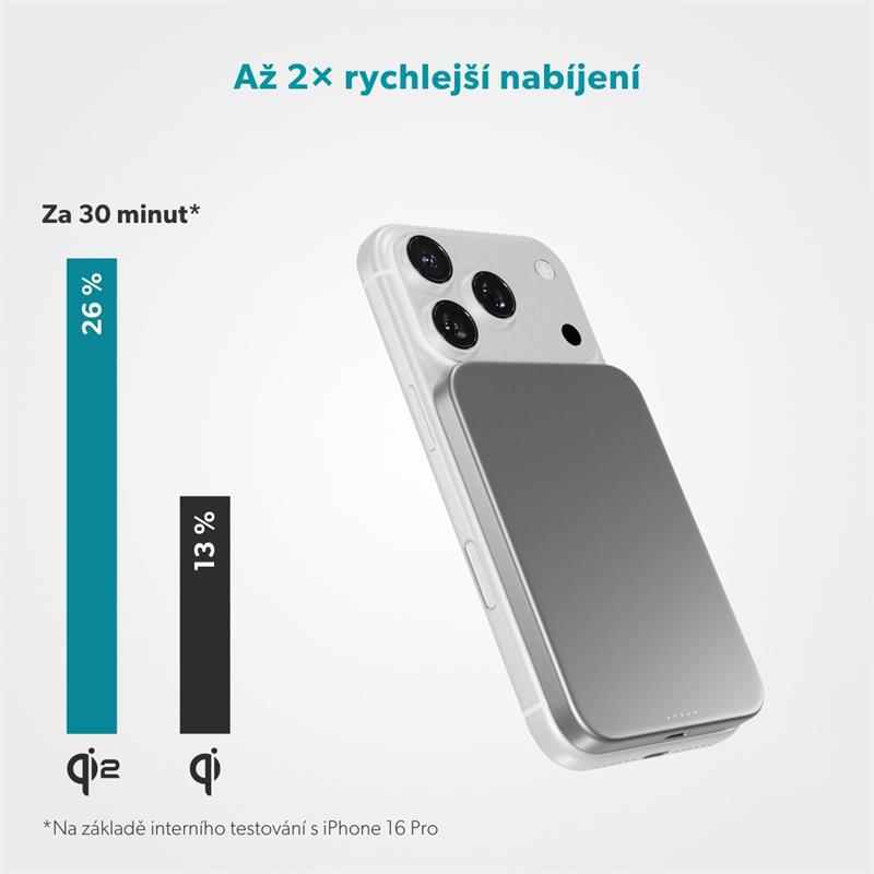 Epico UltraPack Qi2 Slim 5000mAh Alu Mag+ Wireless Power Bank EM51 - strieborná