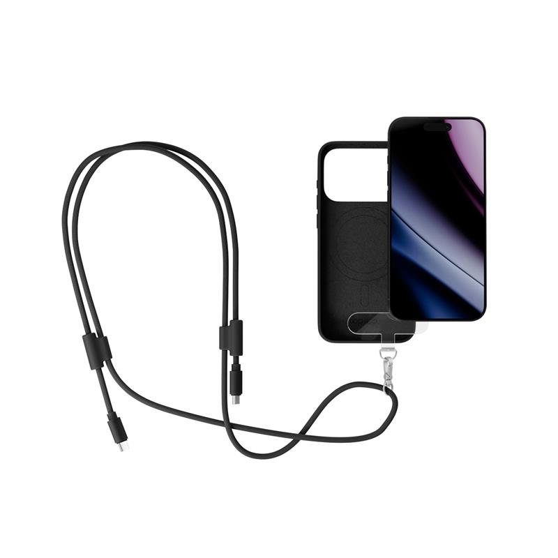 Epico Phone Lanyard s USB-C na USB-C kabelem - černá