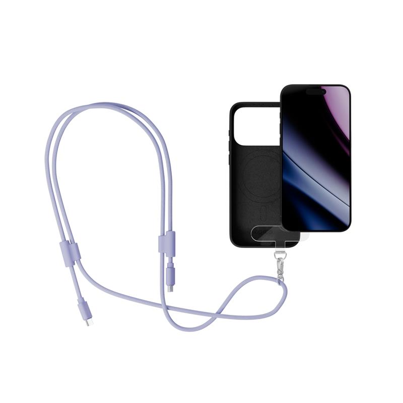 Epico Phone Lanyard s USB-C na USB-C kabelem - fialová