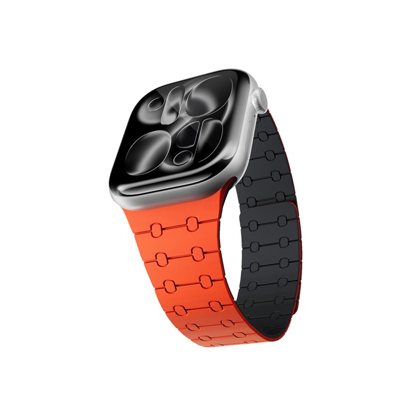 Epico Magnetic+ Silikonový řemínek pro Apple Watch SE (40mm)/Series 1-9 (38/40/41mm) 10-11 (42mm) - oranžový
