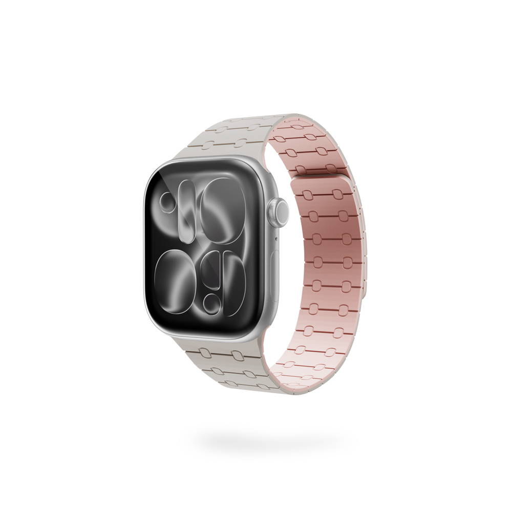 Epico Magnetic+ Silikonový řemínek pro Apple Watch SE (44mm)/Series 1-9 (42/44/45mm) 10-11 (46mm)/Ultra (49mm) - hvězdně bílá