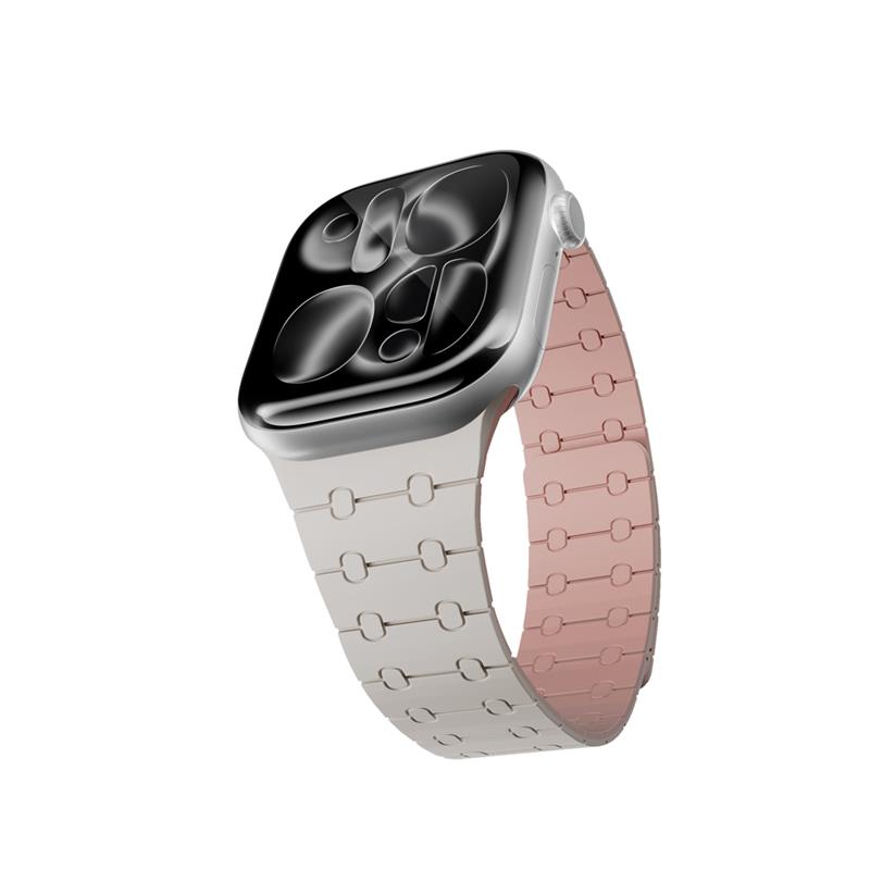 Epico Magnetic+ Silikonový řemínek pro Apple Watch SE (44mm)/Series 1-9 (42/44/45mm) 10-11 (46mm)/Ultra (49mm) - hvězdně bílá