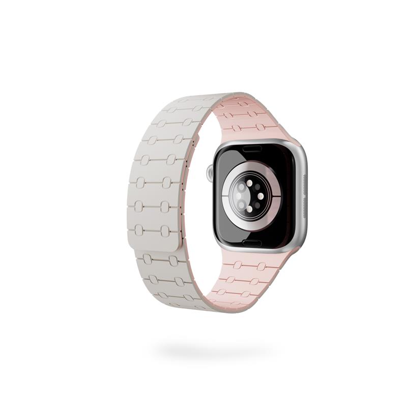 Epico Magnetic+ Silikonový řemínek pro Apple Watch SE (44mm)/Series 1-9 (42/44/45mm) 10-11 (46mm)/Ultra (49mm) - hvězdně bílá