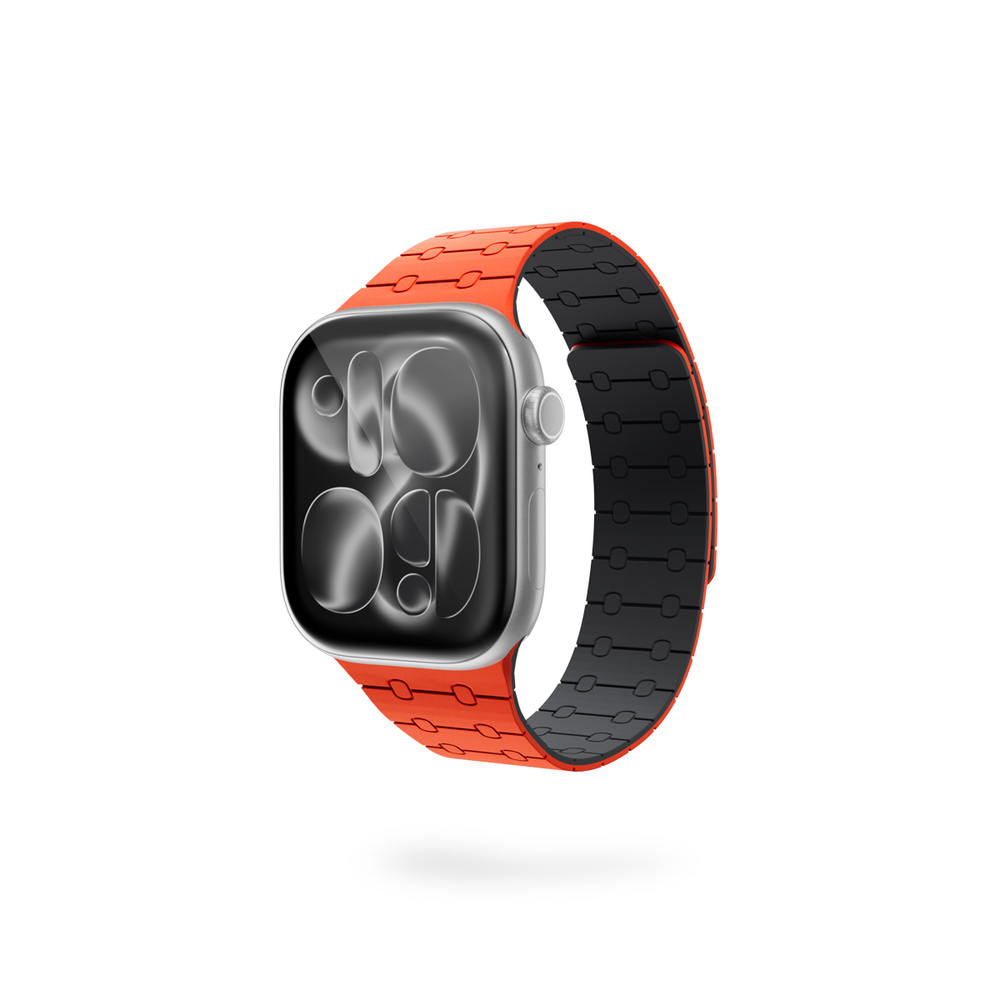 Epico Magnetic+ Silikonový řemínek pro Apple Watch SE (44mm)/Series 1-9 (42/44/45mm) 10-11 (46mm)/Ultra (49mm) - oranžová