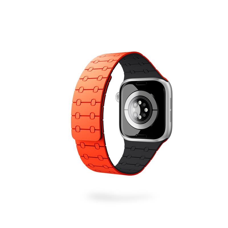 Epico Magnetic+ Silikonový řemínek pro Apple Watch SE (44mm)/Series 1-9 (42/44/45mm) 10-11 (46mm)/Ultra (49mm) - oranžová