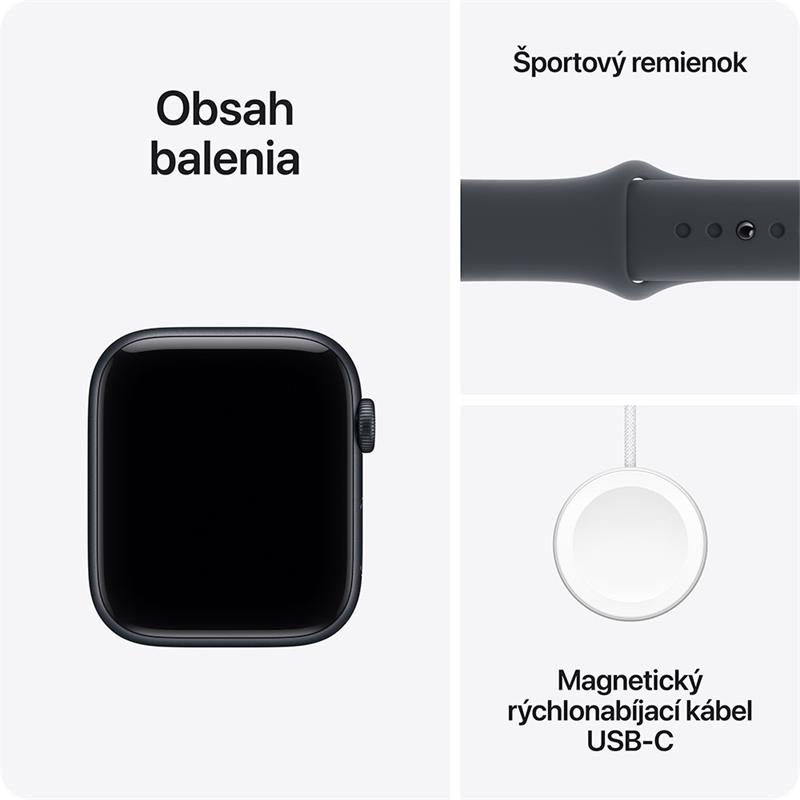 Apple Watch SE 3 GPS 44mm Polnočný hliník s polnočným športovým remienkom - S/M *Rozbalený*