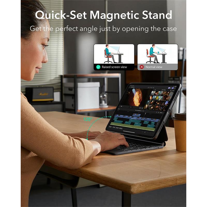 ESR klávesnica Rebound Magnetic Keyboard Case pre iPad Pro 11" M4 2024 Eng - Black *Rozbalený*