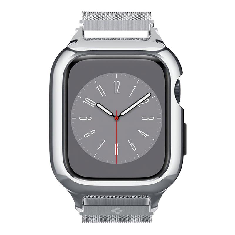 Spigen kryt Metal Fit Pro pre Apple Watch 7/8/9 45mm - Silver