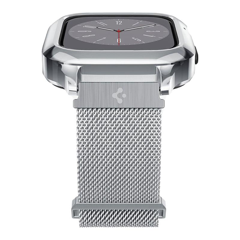 Spigen kryt Metal Fit Pro pre Apple Watch 7/8/9 45mm - Silver