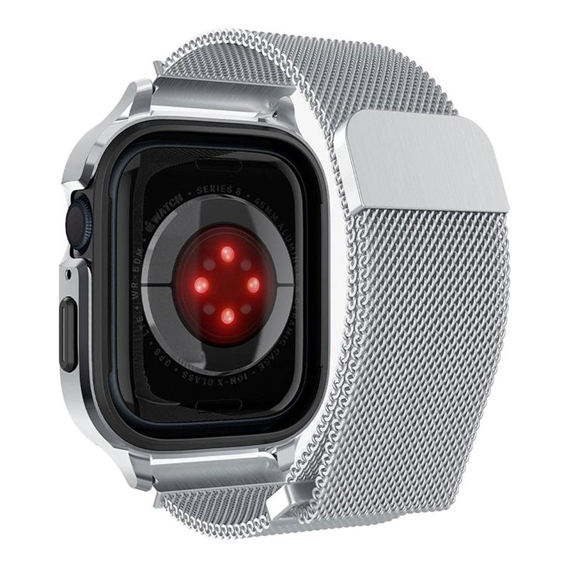Spigen kryt Metal Fit Pro pre Apple Watch 7/8/9 45mm - Silver