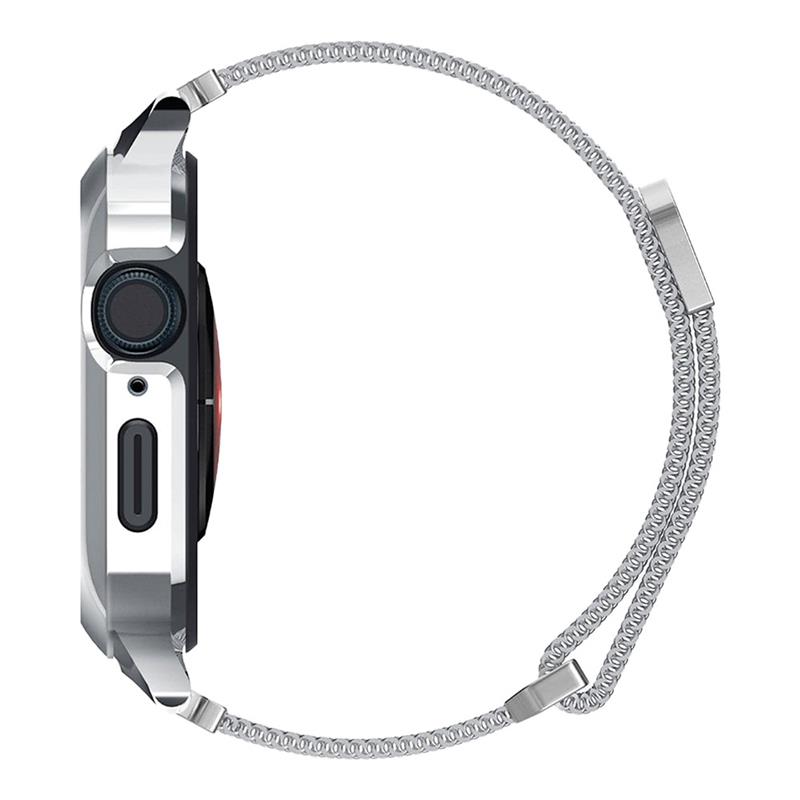 Spigen kryt Metal Fit Pro pre Apple Watch 7/8/9 45mm - Silver