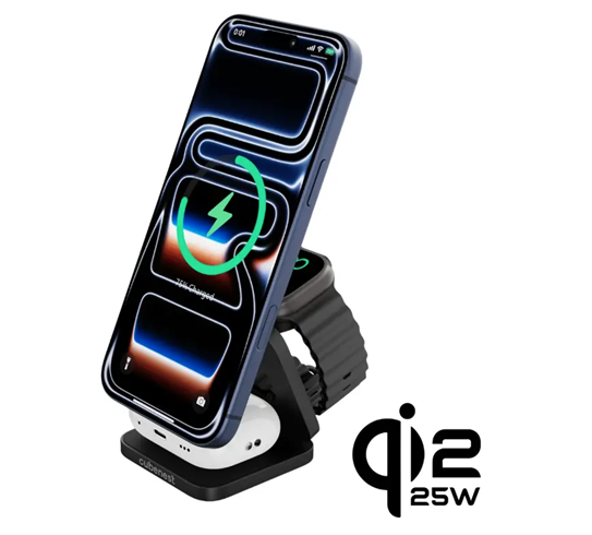 Cubenest Qi2.2 3v1 Skládací bezdrátová magnetická nabíječka SQ312 Ultra - černá
