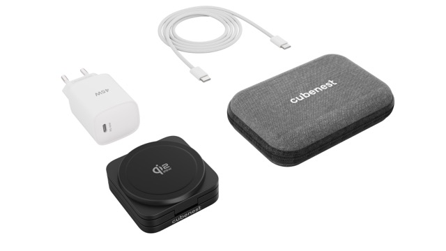 Cubenest Qi2.2 3v1 Skládací bezdrátová magnetická nabíječka SQ312 Ultra - černá