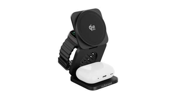 Cubenest Qi2.2 3v1 Skládací bezdrátová magnetická nabíječka SQ312 Ultra - černá