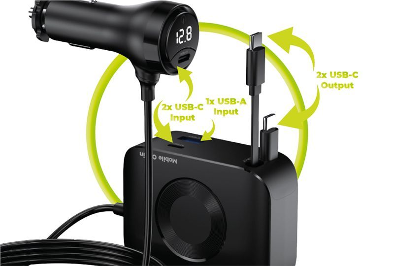 Mobile Origin 75W 5in1 Car Charger CA23 2x USB-C/USB-A Port/2x USB-C cable