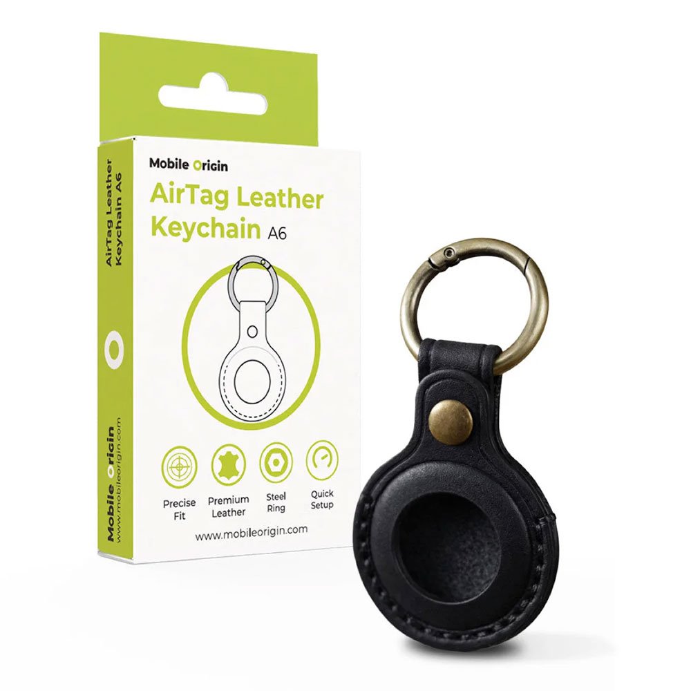 Mobile Origin puzdro Leather KeyChain pre Apple Airtag - Black