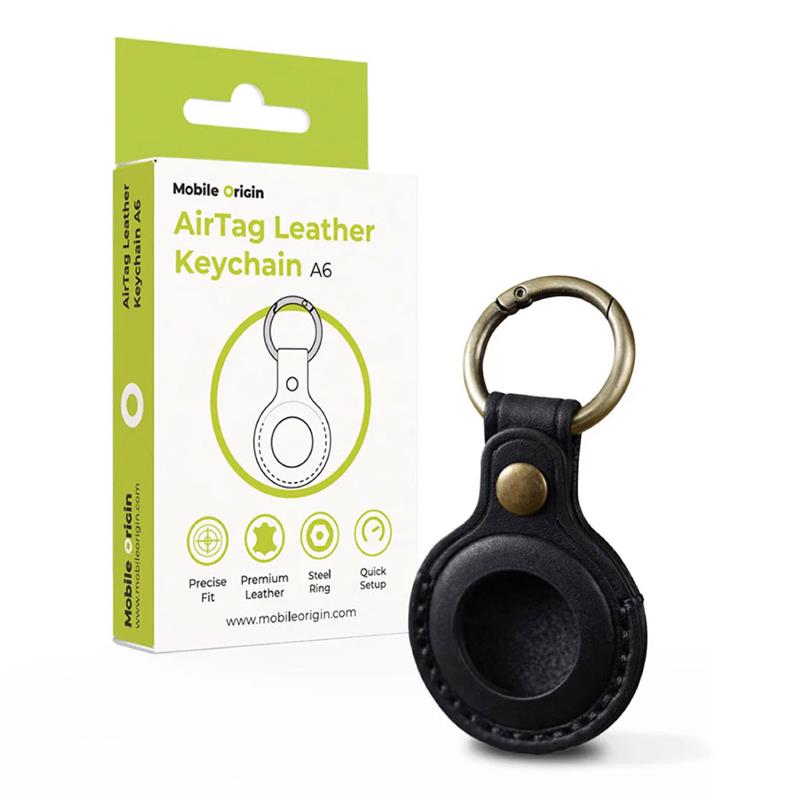 Mobile Origin puzdro Leather KeyChain pre Apple Airtag - Black