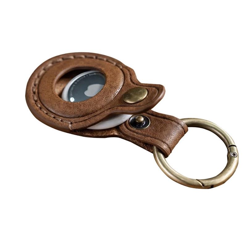 Mobile Origin puzdro Leather KeyChain pre Apple Airtag - Midnight Brown