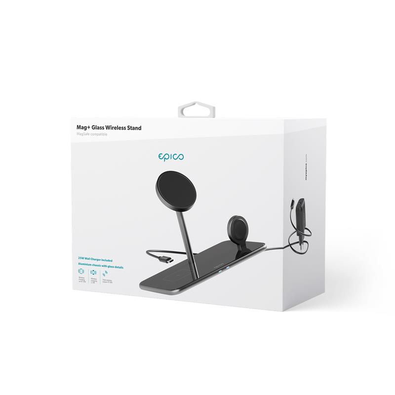 Epico Mag+ Glass Charging Stand MagSafe - Černá *Rozbaleno*