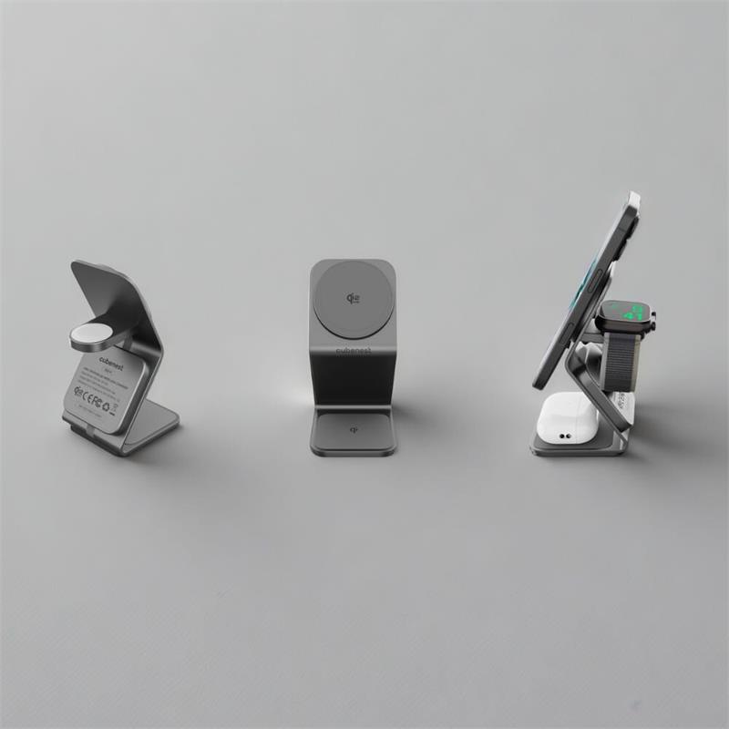 Cubenest Qi2.2 3v1 bezdrátová magnetická nabíječka SQ314 - šedá