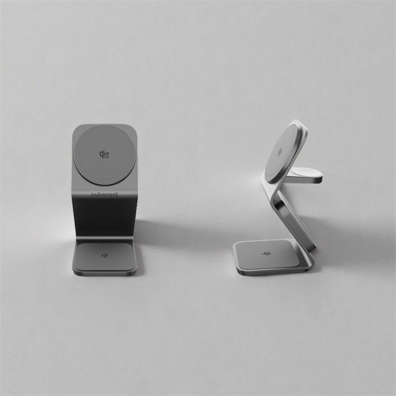 Cubenest Qi2.2 3v1 bezdrátová magnetická nabíječka SQ314 - šedá