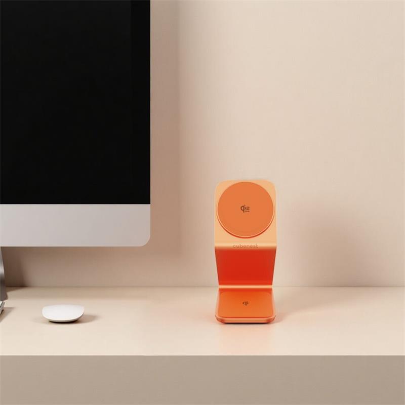 Cubenest Qi2.2 3v1 bezdrátová magnetická nabíječka SQ314 - oranžová