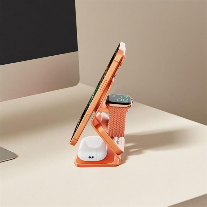 Cubenest Qi2.2 3v1 bezdrátová magnetická nabíječka SQ314 - oranžová