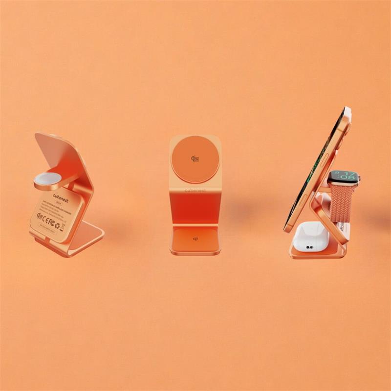 Cubenest Qi2.2 3v1 bezdrátová magnetická nabíječka SQ314 - oranžová