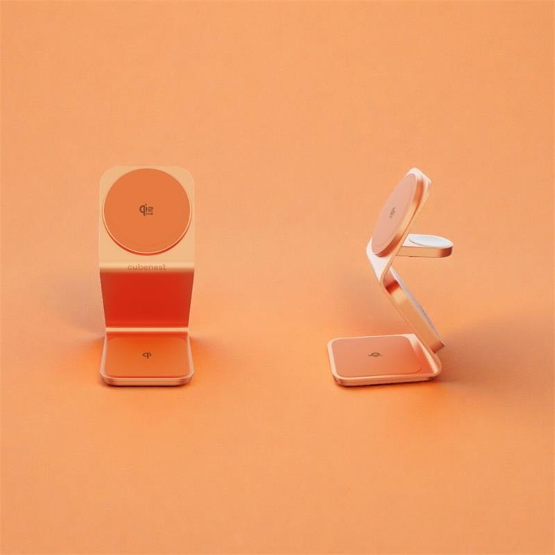 Cubenest Qi2.2 3v1 bezdrátová magnetická nabíječka SQ314 - oranžová
