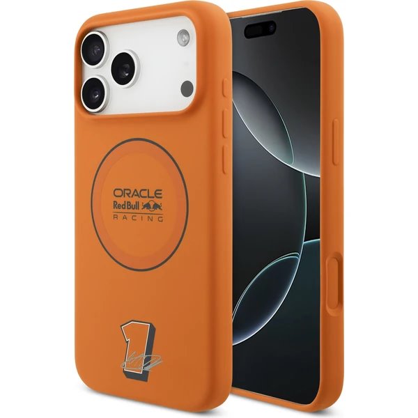 Red Bull Silicone Blue Ring MagSafe Zadný Kryt pre iPhone 17 Pro Max oranžový