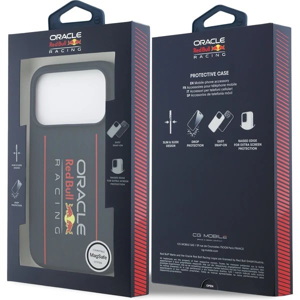 Red Bull Silicone Vertical Logo MagSafe Zadný Kryt pre iPhone 17 Pro modrý