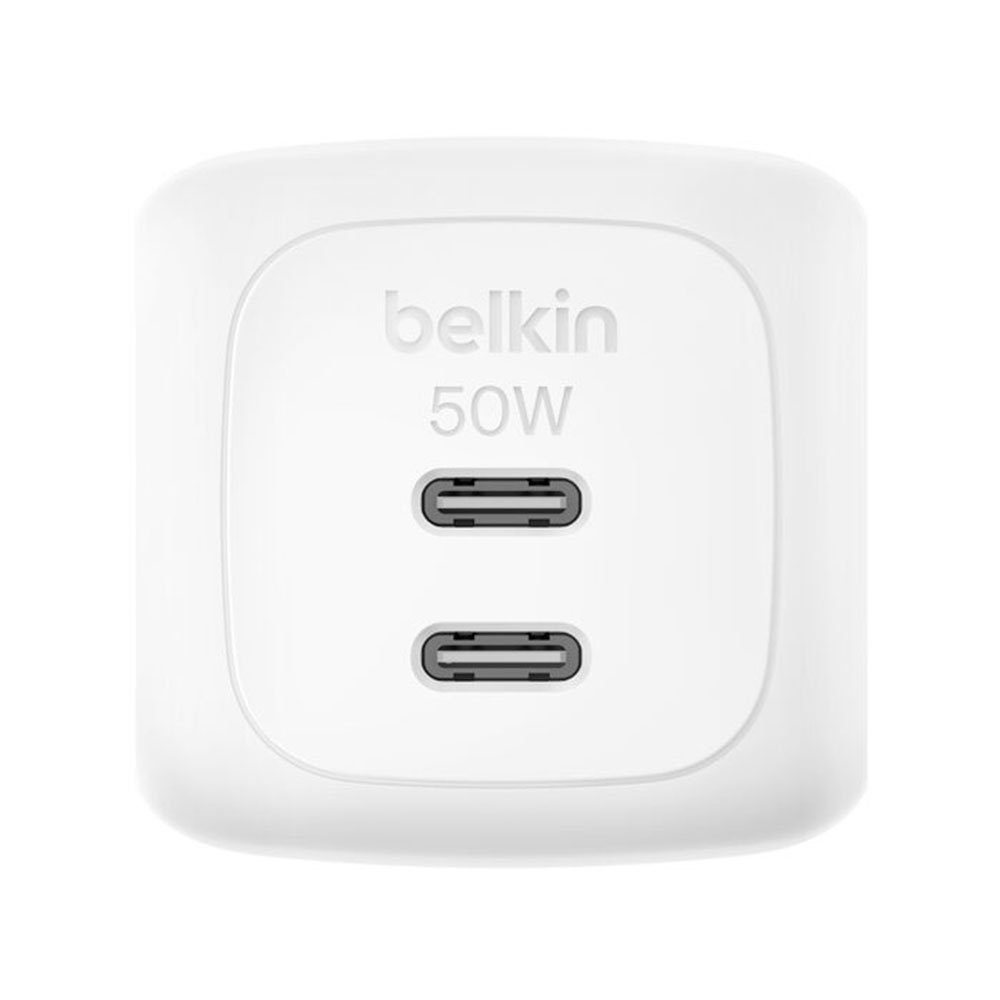 Belkin Boost Charge Pro Dual USB-C GaN Wall Charger 50W - White