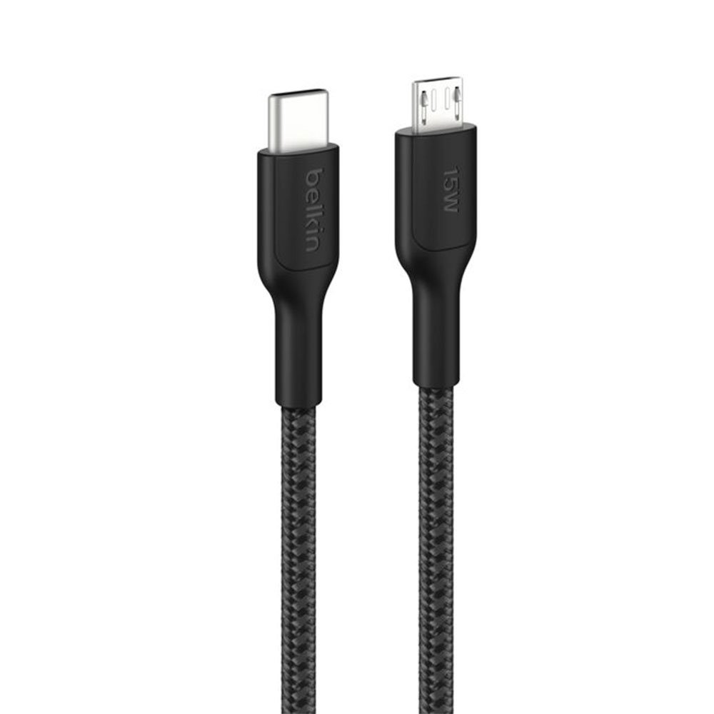 Belkin kábel Boost Charge Pro USB-C to Micro-USB Braided Cable 15W 1m - Black