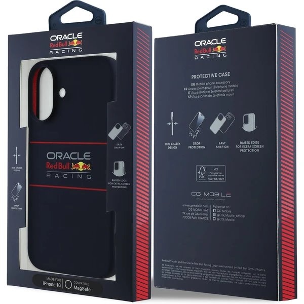 Red Bull Silicone Horizontal Logo MagSafe Zadný Kryt pre iPhone 16 modrý