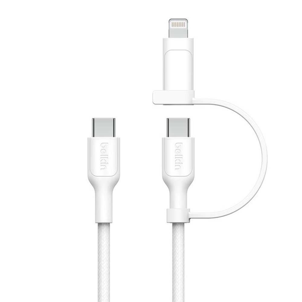 Belkin kábel Boost Charge Pro 2-in-1 Cable with USB-C and Lightning Connector 1.5m - White