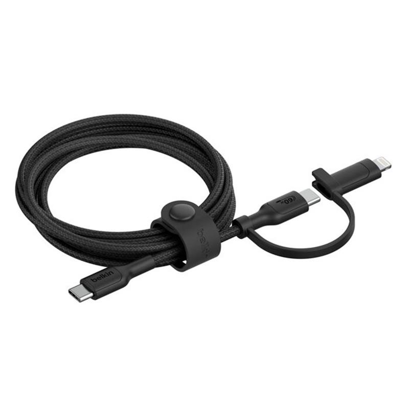 Belkin kábel Boost Charge Pro 2-in-1 Cable with USB-C and Lightning Connector 1.5m - Black